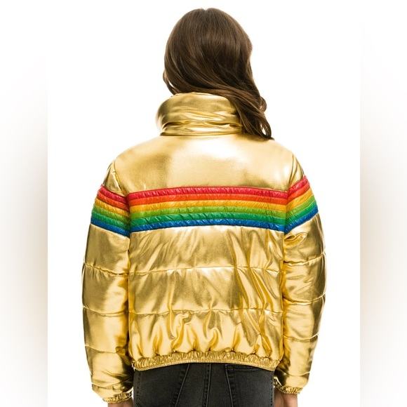 NWT - AVIATOR NATION - 6 STRIPE LUXE APRES JACKET - GLOSSY GOLDEN - Picture 3 of 3